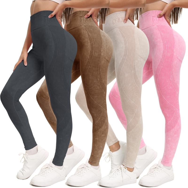 Women'S High Waist Knitted Pleated Butt-Lifting Yoga Pants for Fitness Running Cycling Breathable Soft Elastic Fitness Leggings for Exercise Aerobic Sports